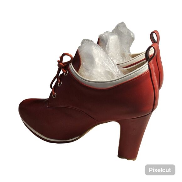 New Faux Leather Platform lace up chunky heel ankle boot Size 10 - Picture 2 of 9